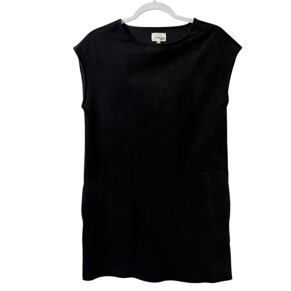 Aritzia‎ Wilfred Free Nori Mini Dress Size XXS Black Faux Suede Boxy Pockets
